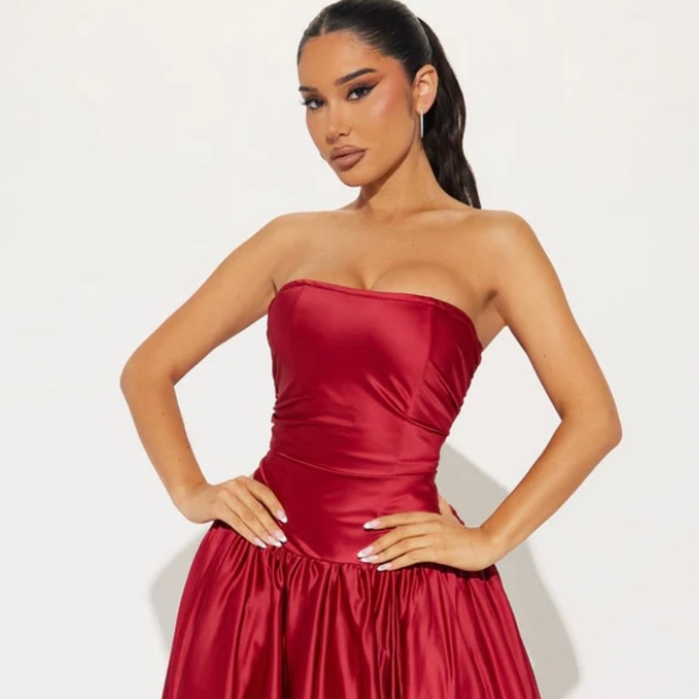Prom red dress Sweet Serenity Satin Gown - Wine